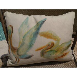 Pillow Thro Home Marlo Lorenz Pelicans Statement Graphic Green Blue 18x14 Duck